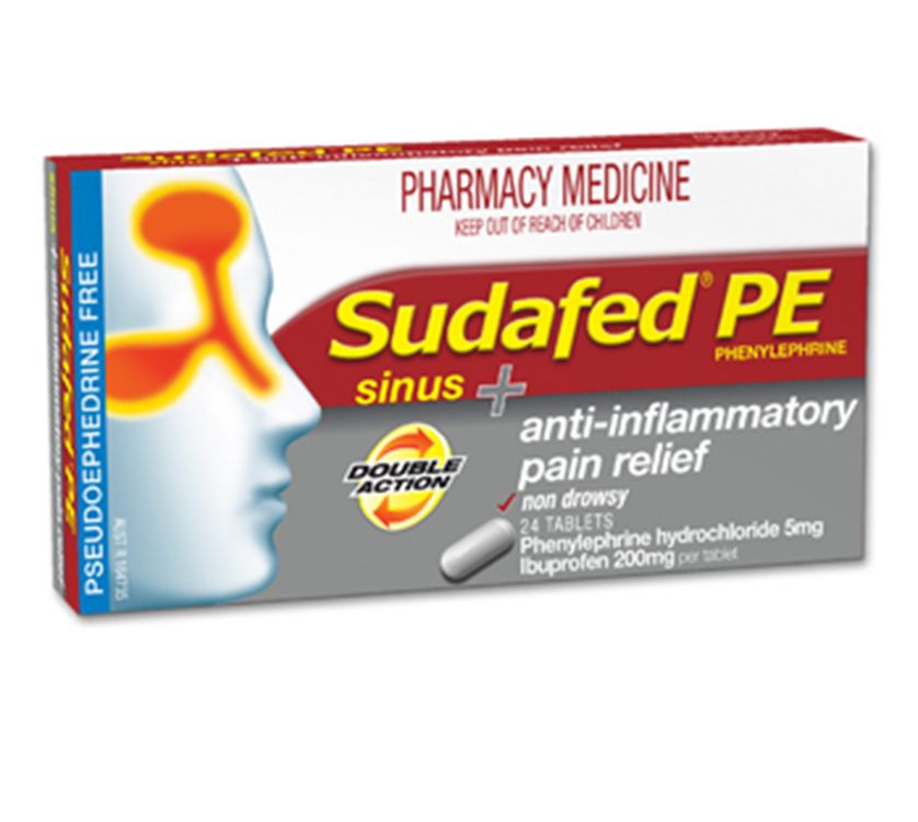 counter the paracetamol over SUDAFED® Pain Sinus inflammatory Anti PE  Relief